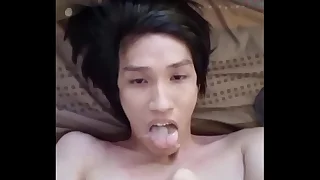 FagTeetajet Thai Elated Drinking my own cum&comma; cumming in my face