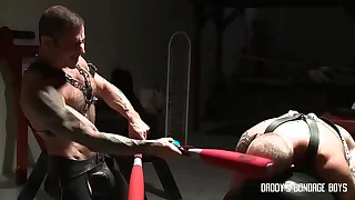 Luke Riley tied wide and spanked by adroit Nick Moretti